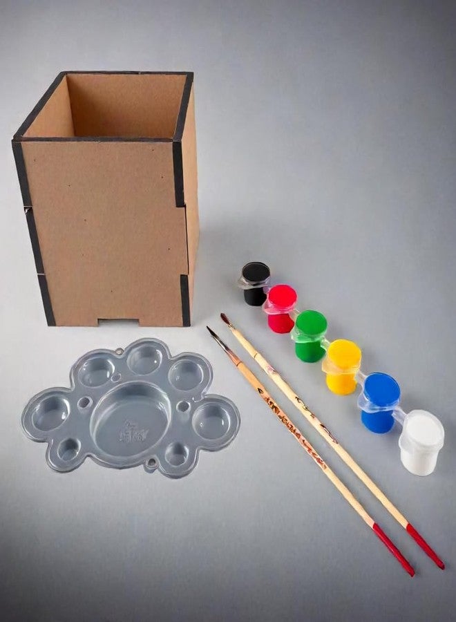 PICRAZEE مجموعة الرسم والحرف اليدوية من PICRAZEE للأطفال والكبار | مجموعة رسم مع حامل أقلام خشبي، 6 ألوان، فرشاتان، ولوحة مزج | مجموعة أنشطة إبداعية لتزيين المنزل، والمشاريع المدرسية، وممارسة الفنون - Image 1